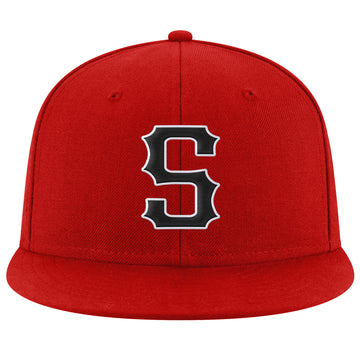 Custom Red Black-White Stitched Adjustable Snapback Hat