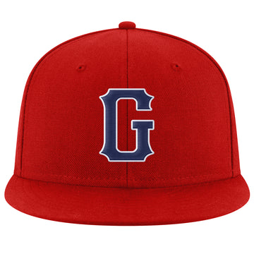 Custom Red Navy-White Stitched Adjustable Snapback Hat