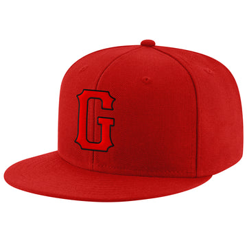 Custom Red Red-Black Stitched Adjustable Snapback Hat