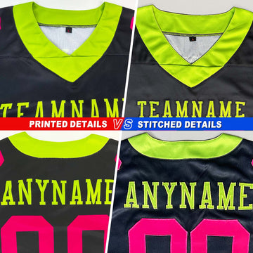 Custom Red Black-Neon Green Splash Mesh Authentic Football Jersey