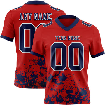 Custom Red Black-Neon Green Splash Mesh Authentic Football Jersey
