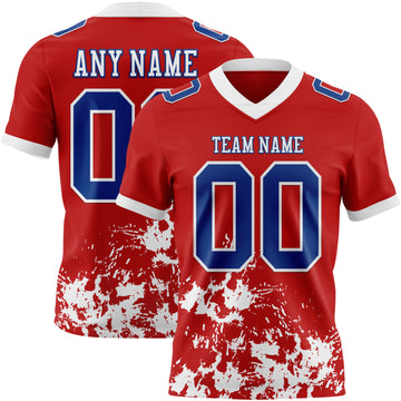 Custom Red Royal-White Splash Mesh Authentic Football Jersey
