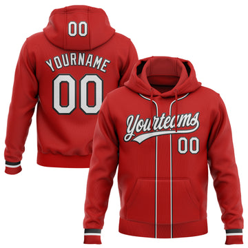 Custom Stitched Red White-Black Baseball Pullover Sweatshirt Hoodie