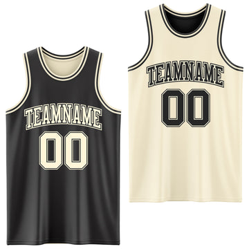 Custom Reversible Black Cream Double Side Basketball Jersey