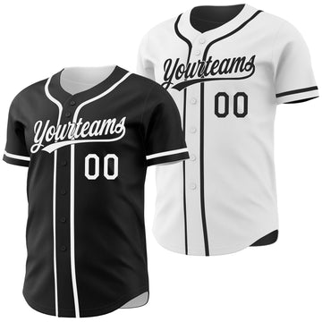 Custom Black-White Reversible Button-Down Baseball Jersey