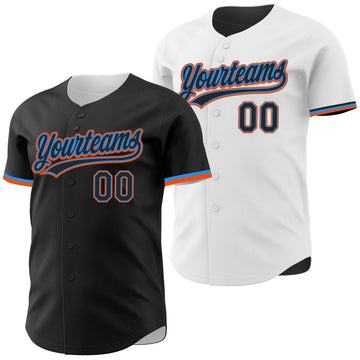Custom Black White Reversible Button-Down Baseball Jersey