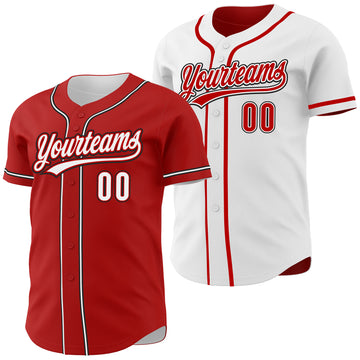Custom Red White-Black Reversible Button-Down Baseball Jersey