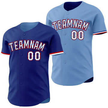 Custom Royal Light Blue Reversible Button-Down Baseball Jersey