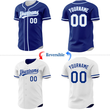 Custom Royal White-Light Blue Reversible Button-Down Baseball Jersey