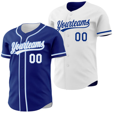 Custom Royal White-Light Blue Reversible Button-Down Baseball Jersey