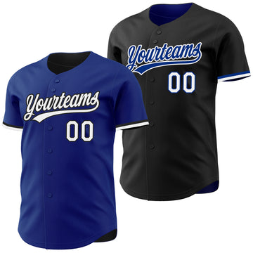 Custom Royal White-Black Reversible Button-Down Baseball Jersey