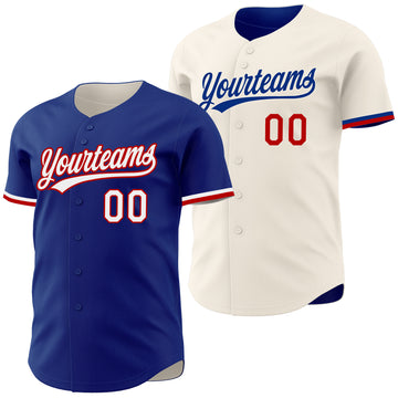 Custom Royal Cream Reversible Button-Down Baseball Jersey
