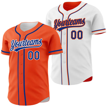 Custom Orange Royal-White Reversible Button-Down Baseball Jersey