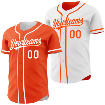 Custom Orange-White Reversible Button-Down Baseball Jersey
