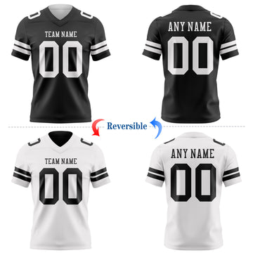 Custom Black-White Reversible Double Side Authentic Football Jersey