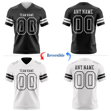 Custom Black-White Reversible Double Side Authentic Football Jersey