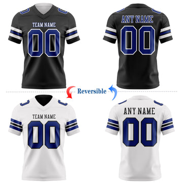 Custom Black Royal-White Reversible Double Side Authentic Football Jersey