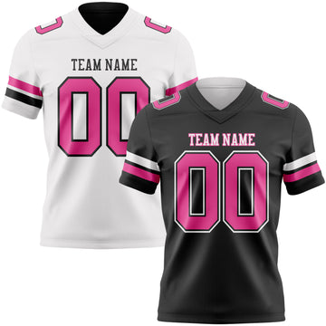 Custom Black Pink-White Reversible Double Side Authentic Football Jersey