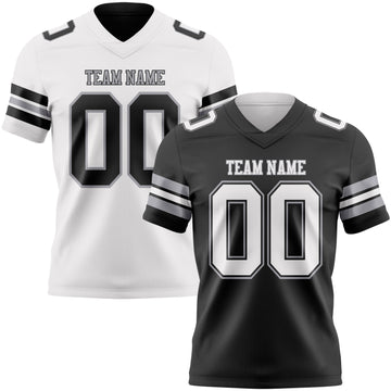 Custom Black White-Gray Reversible Double Side Authentic Football Jersey