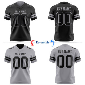 Custom Black-Gray Reversible Double Side Authentic Football Jersey