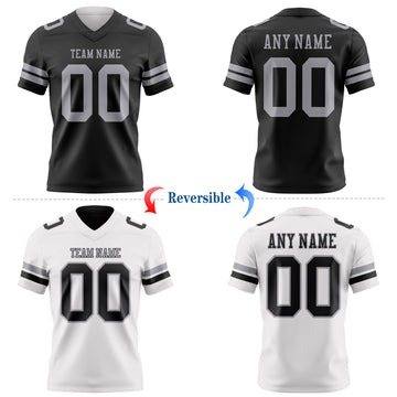 Custom Black-Gray Reversible Double Side Authentic Football Jersey