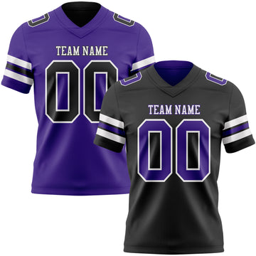 Custom Black Purple-White Reversible Double Side Authentic Football Jersey