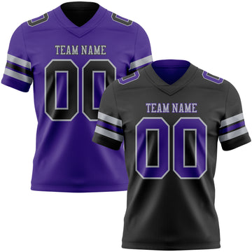Custom Black Purple-Gray Reversible Double Side Authentic Football Jersey