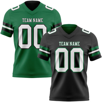 Custom Black White-Kelly Green Reversible Double Side Authentic Football Jersey