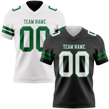 Custom Black White-Kelly Green Reversible Double Side Authentic Football Jersey