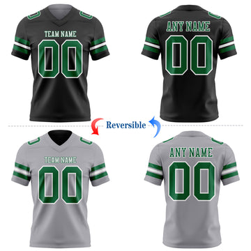 Custom Black Gray Reversible Double Side Authentic Football Jersey