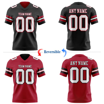 Custom Black White-Cardinal Reversible Double Side Authentic Football Jersey