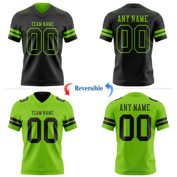 Custom Black-Neon Green Reversible Double Side Authentic Football Jersey