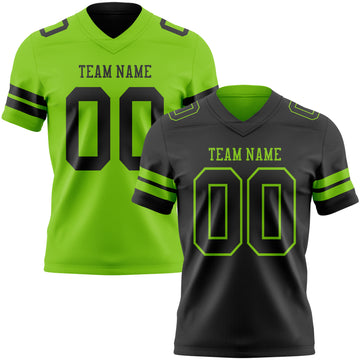 Custom Black-Neon Green Reversible Double Side Authentic Football Jersey