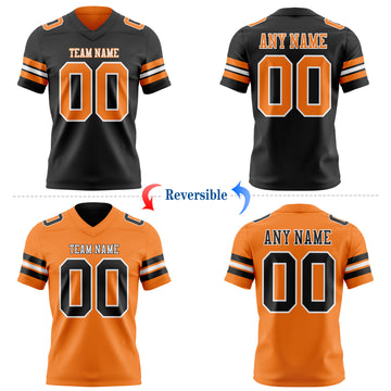 Custom Black Bay Orange-White Reversible Double Side Authentic Football Jersey