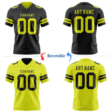 Custom Black-Neon Yellow Reversible Double Side Authentic Football Jersey