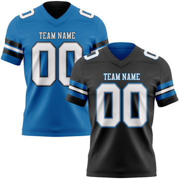 Custom Black White Gray-Blue Reversible Double Side Authentic Football Jersey