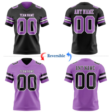 Custom Black Medium Purple-White Reversible Double Side Authentic Football Jersey
