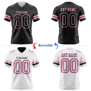 Custom Black-Light Pink Reversible Double Side Authentic Football Jersey