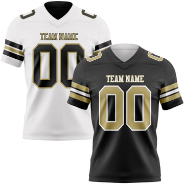 Custom Black Vegas Gold-White Reversible Double Side Authentic Football Jersey