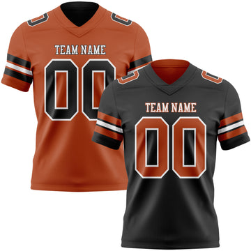 Custom Black Texas Orange-White Reversible Double Side Authentic Football Jersey