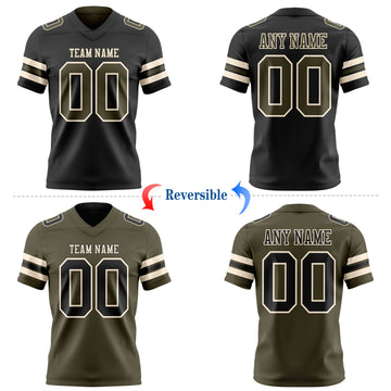 Custom Black Olive-Cream Reversible Double Side Authentic Football Jersey