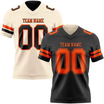 Custom Black Cream Reversible Double Side Authentic Football Jersey