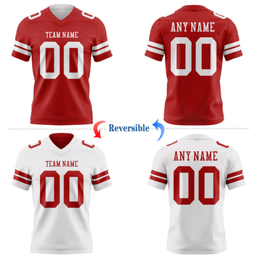 Custom Red-White Reversible Double Side Authentic Football Jersey
