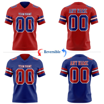 Custom Red Royal-White Reversible Double Side Authentic Football Jersey