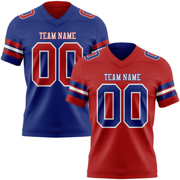 Custom Red Royal-White Reversible Double Side Authentic Football Jersey