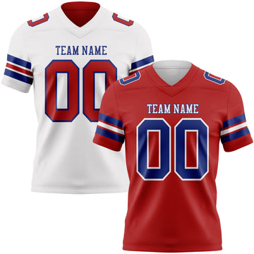 Custom Red Royal-White Reversible Double Side Authentic Football Jersey