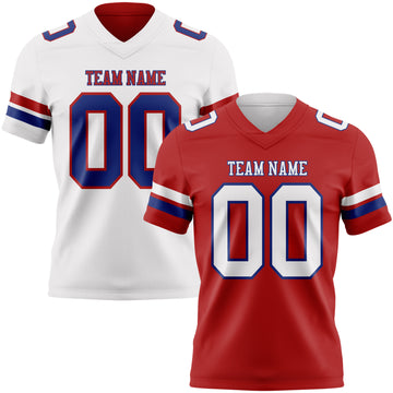 Custom Red White-Royal Reversible Double Side Authentic Football Jersey