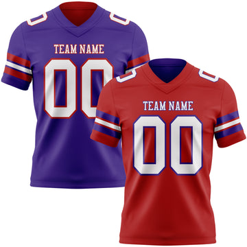 Custom Red White-Purple Reversible Double Side Authentic Football Jersey