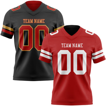 Custom Red Black Reversible Double Side Authentic Football Jersey
