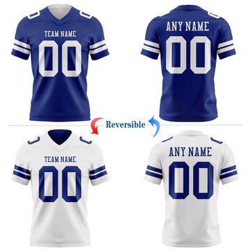 Custom Royal-White Reversible Double Side Authentic Football Jersey